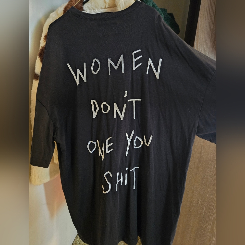 CHNGE "Women don't owe you" embroidered t-shirt dress 2x